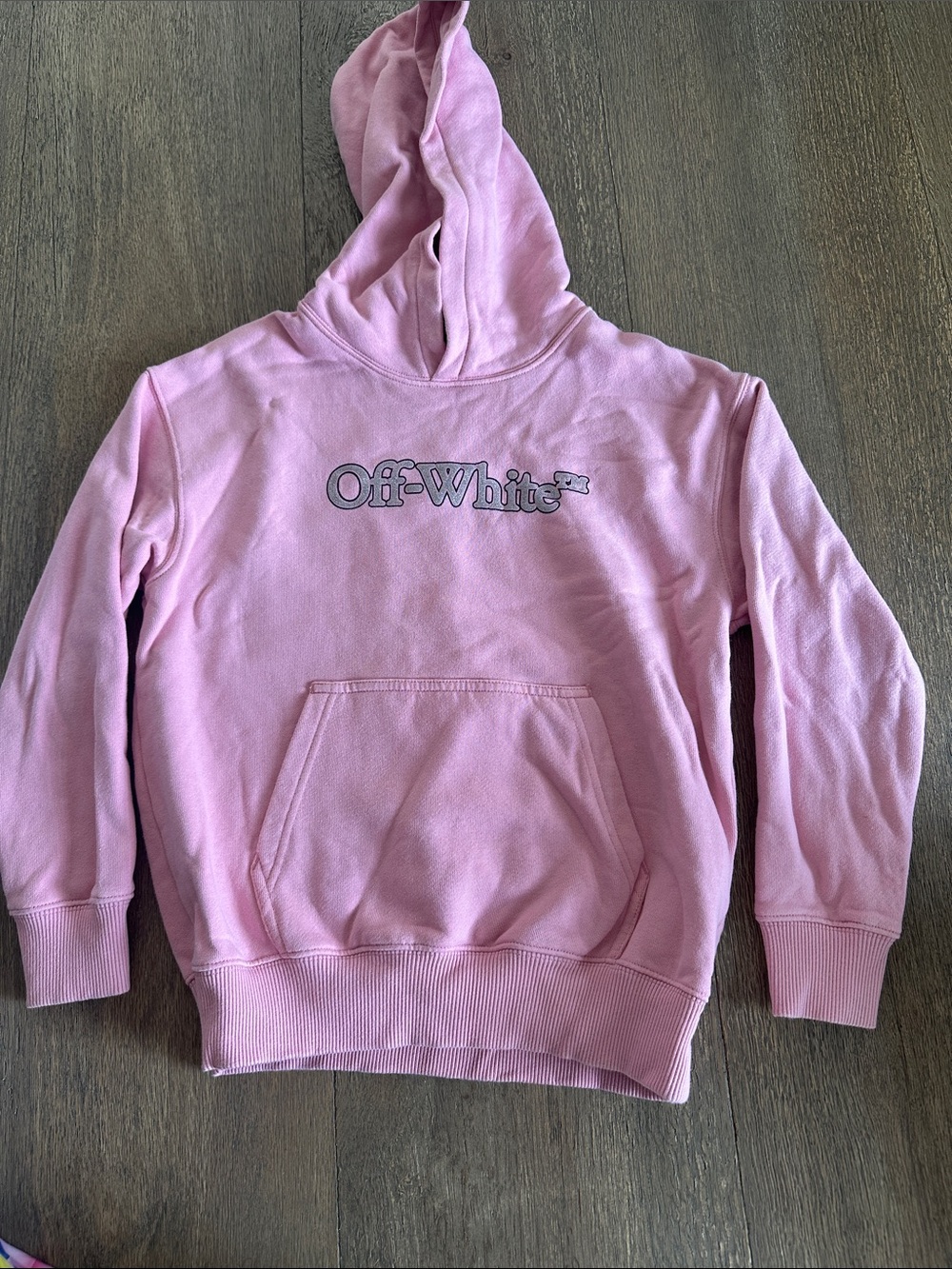 Off-White Pink Pullover Hoodie with Logo